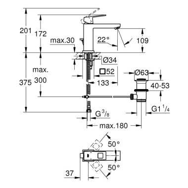 GROHE EUROCUBE ΜΠΑΤΑΡΙΑ ΝΙΠΤΗΡΑ ΜΠΑΝΙΟΥ CHROME 