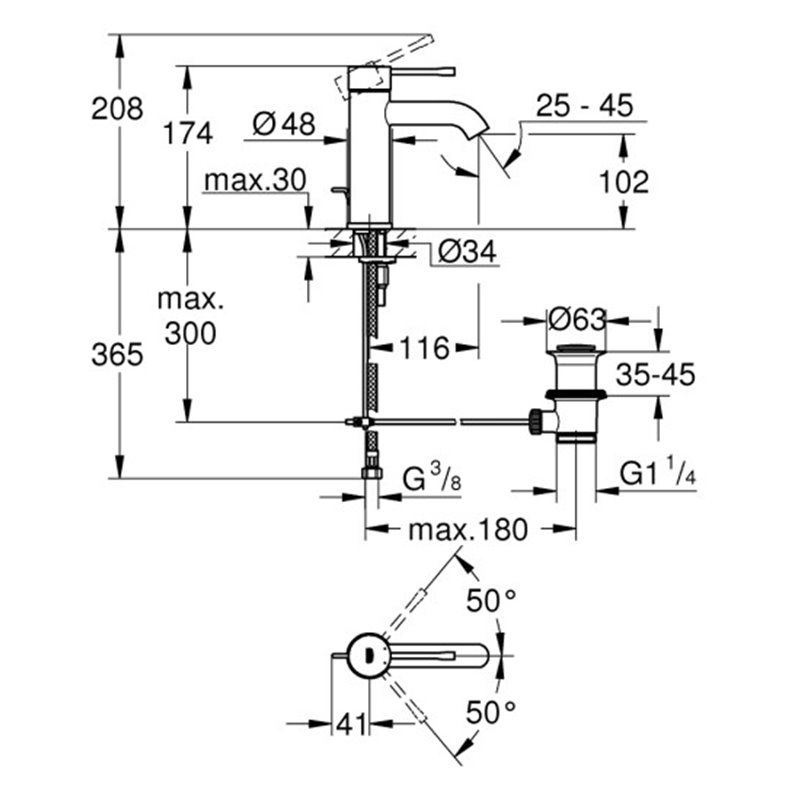 GROHE ESSENCE NEW ΜΠΑΤΑΡΙΑ ΝΙΠΤΗΡΑ ΜΠΑΝΙΟΥ GRAPHITE MATT 