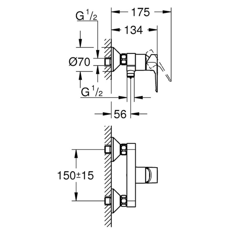 GROHE BAULOOP ΜΠΑΤΑΡΙΑ ΝΤΟΥΣΙΕΡΑΣ CHROME (ΣΩΜΑ)