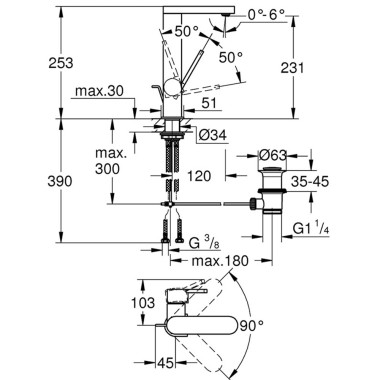 GROHE PLUS ΨΗΛΗ ΜΠΑΤΑΡΙΑ ΝΙΠΤΗΡΑ ΜΠΑΝΙΟΥ CHROME 