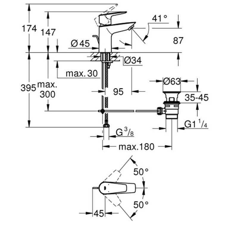 GROHE BAUEDGE ΜΠΑΤΑΡΙΑ ΝΙΠΤΗΡΑ ΜΠΑΝΙΟΥ 