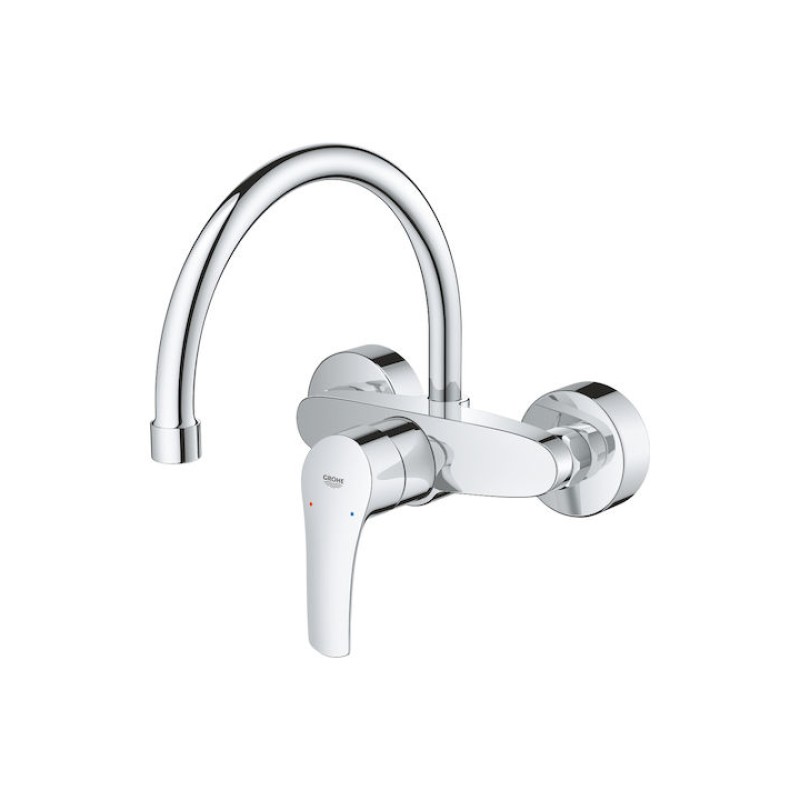 GROHE EUROSMART ΕΠΙΤΟΙΧΗ ΜΠΑΤΑΡΙΑ ΚΟΥΖΙΝΑΣ CHROME 