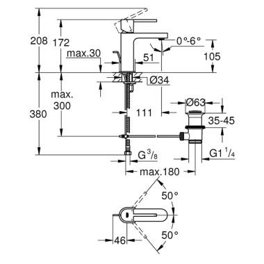 GROHE PLUS ΜΠΑΤΑΡΙΑ ΝΙΠΤΗΡΑ ΜΠΑΝΙΟΥ CHROME 