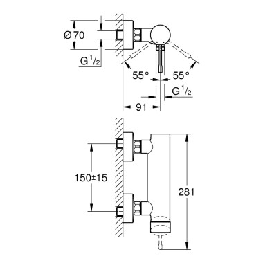 GROHE ESSENCE NEW DC ΜΠΑΤΑΡΙΑ ΝΤΟΥΣΙΕΡΑΣ INOX (ΣΩΜΑ)