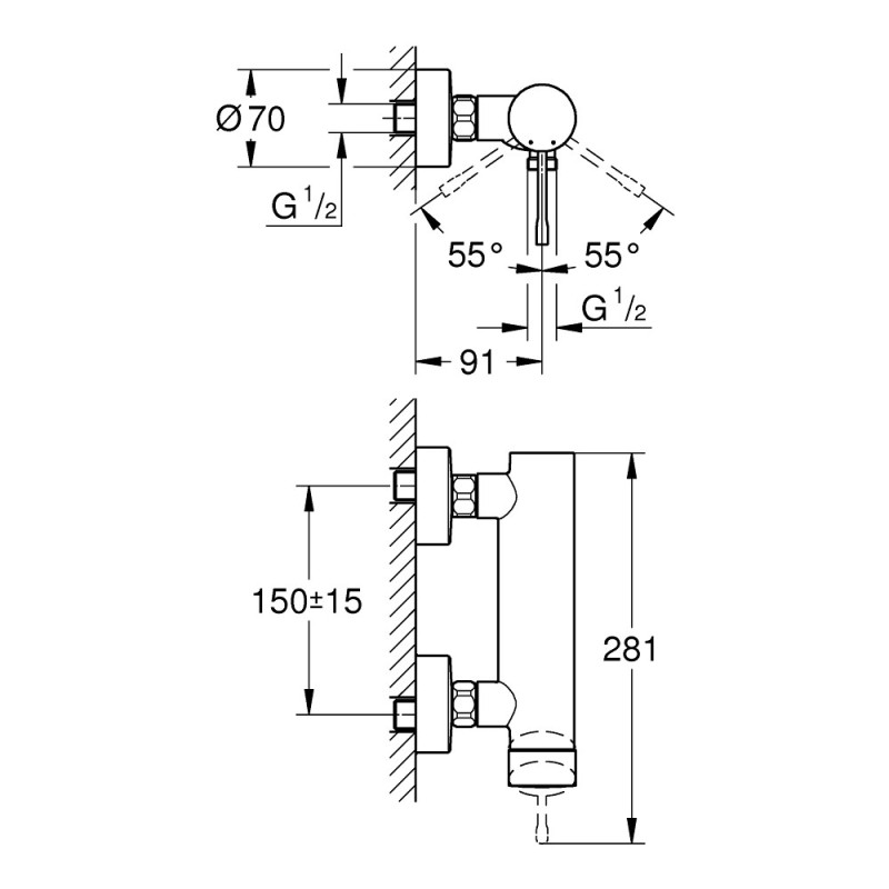 GROHE ESSENCE NEW DC ΜΠΑΤΑΡΙΑ ΝΤΟΥΣΙΕΡΑΣ INOX (ΣΩΜΑ)