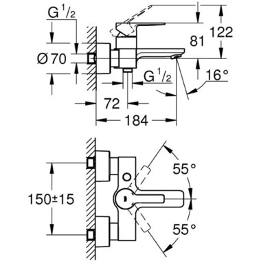 GROHE LINEARE ΜΠΑΤΑΡΙΑ ΛΟΥΤΡΟΥ INOX (ΣΩΜΑ)