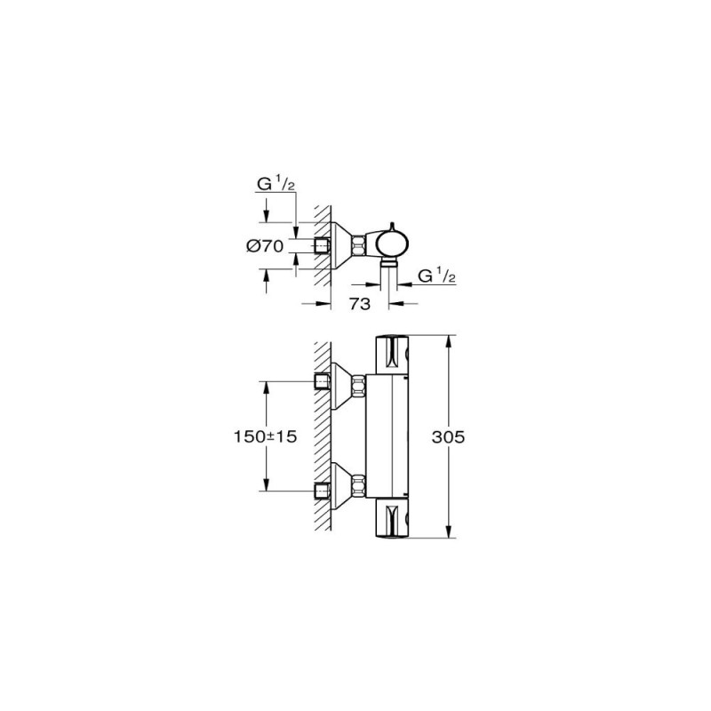 GROHE ΜΠΑΤΑΡΙΑ ΝΤΟΥΣΙΕΡΑΣ ΘΕΡΜΟΣΤΑΤΙΚΗ GROHTHERM 800 CHROME (ΣΩΜΑ)