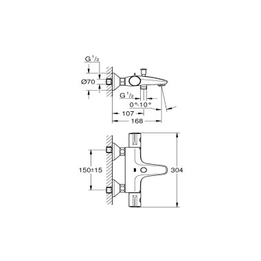 GROHE ΜΠΑΤΑΡΙΑ ΛΟΥΤΡΟΥ ΘΕΡΜΟΣΤΑΤΙΚΗ GROHTHERM 800 CHROME (ΣΩΜΑ)