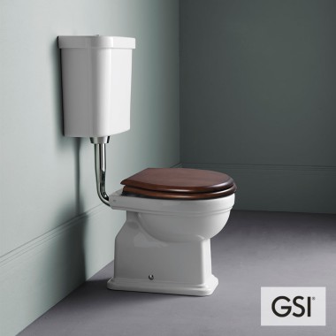 GSI Classic Medium Level, Επιδαπέδια Λεκάνη Κατωστόμια με Κάλυμμα Ξύλινο Μασίφ, 73 cm, 871000MW-300