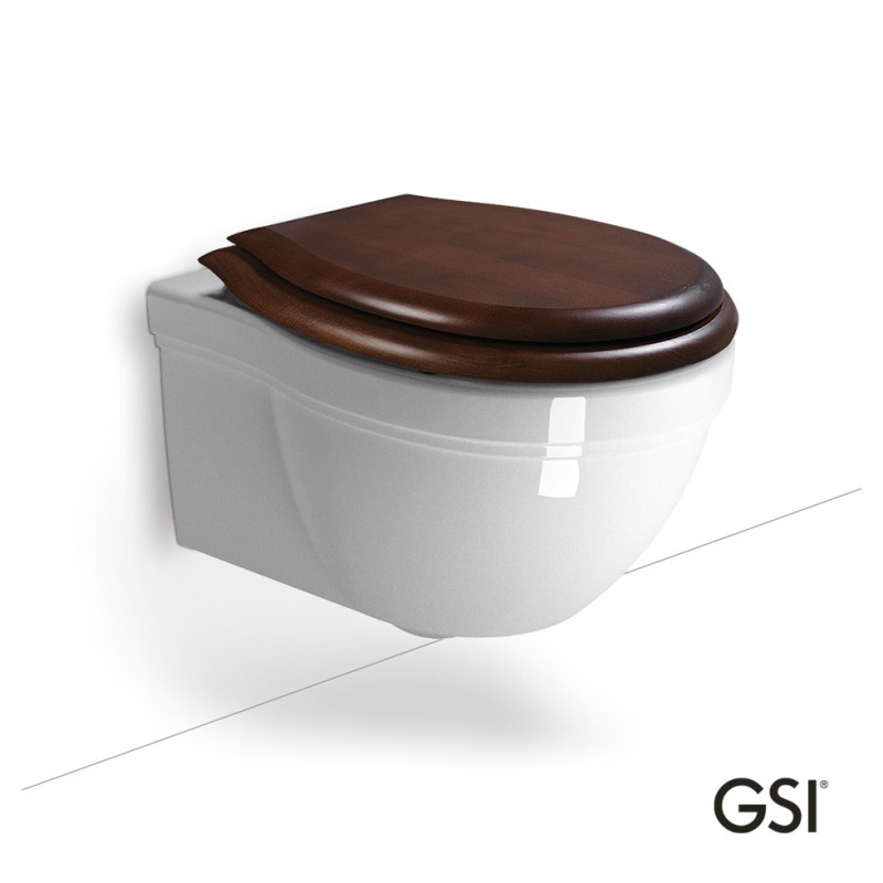 GSI Classic 8712, Κρεμαστή Λεκάνη με Ξύλινο Μασίφ (Βαρέως Τύπου), Κάλυμμα Βακελίτη, 55x37 cm, 871200W-300