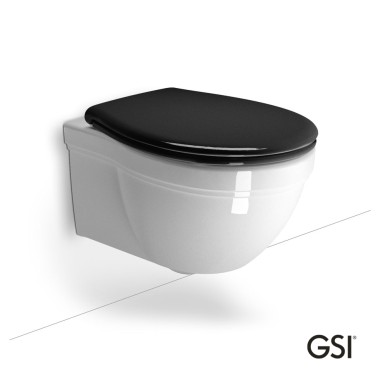 GSI Classic 8712, Κρεμαστή Λεκάνη με Μαύρο Κάλυμμα Βακελίτη Soft Close (Aποσπώμενο), 55x37 cm, 871200NC-300