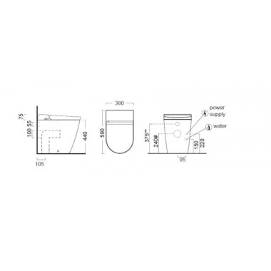 GSI WCLEAN SWIRL, ΗΛΕΚΤΡΟΝΙΚΗ ΛΕΚΑΝΗ/ΜΠΙΝΤΕ, ΚΑΤΩΣΤΟΜΙΑ, ΚΑΛΥΜΜΑ SOFT CLOSE, 59 CM, 7410K-300 