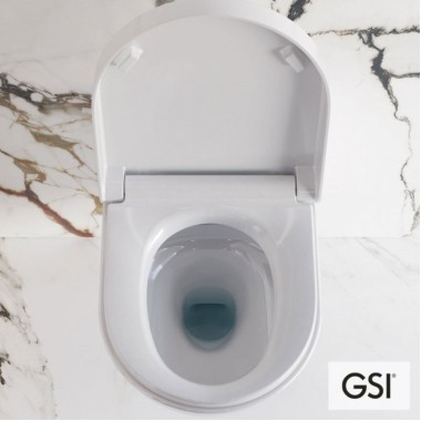 GSI WCLEAN SWIRL, ΚΡΕΜΑΣΤΗ ΛΕΚΑΝΗ ΜΕ ΕΝΣΩΜΑΤΩΜΕΝΟ ΗΛΕΚΤΡΟΝΙΚΟ ΜΠΙΝΤΕ, ΚΑΛΥΜΜΑ SOFT CLOSE, WHITE 7418K-300