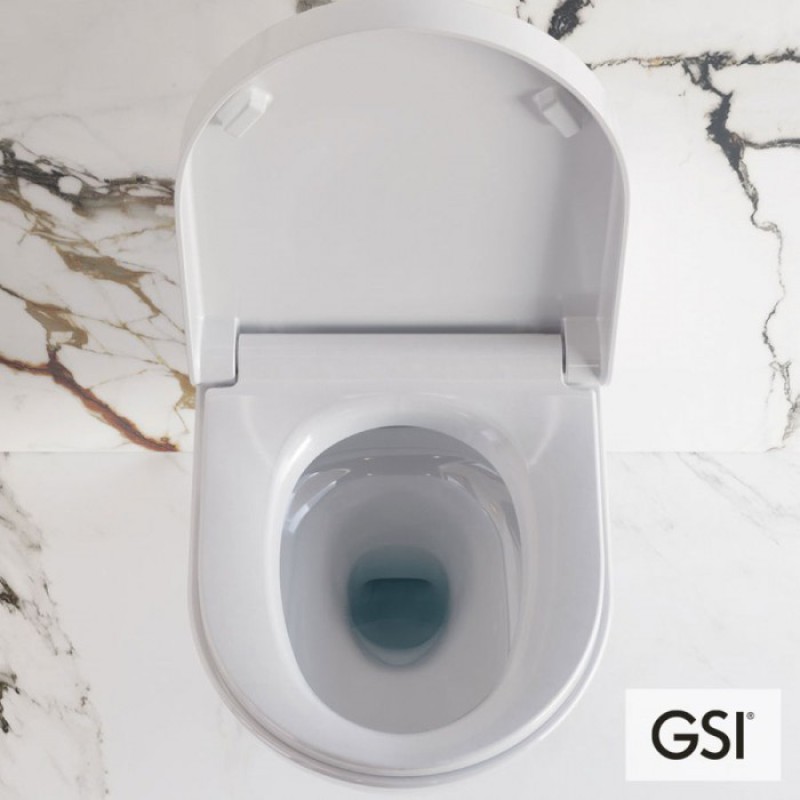 GSI WCLEAN SWIRL, ΚΡΕΜΑΣΤΗ ΛΕΚΑΝΗ ΜΕ ΕΝΣΩΜΑΤΩΜΕΝΟ ΗΛΕΚΤΡΟΝΙΚΟ ΜΠΙΝΤΕ, ΚΑΛΥΜΜΑ SOFT CLOSE, WHITE 7418K-300
