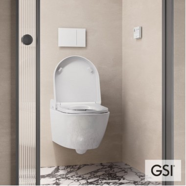 GSI WCLEAN SWIRL, ΚΡΕΜΑΣΤΗ ΛΕΚΑΝΗ ΜΕ ΕΝΣΩΜΑΤΩΜΕΝΟ ΗΛΕΚΤΡΟΝΙΚΟ ΜΠΙΝΤΕ, ΚΑΛΥΜΜΑ SOFT CLOSE, WHITE 7418K-300