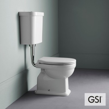 GSI Classic Medium Level, Επιδαπέδια Λεκάνη Πισωστόμια με Κάλυμμα Λευκό Soft Close (αποσπώμενο), 73 cm, 871100MC-300