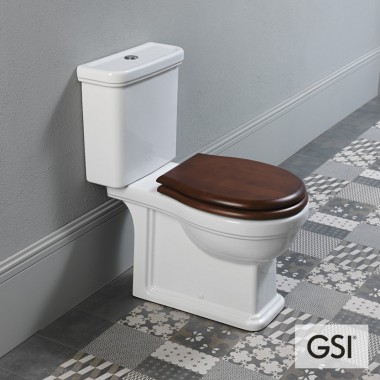 GSI Classic 8717, Πίσω/Κατωστόμια Λεκάνη με Κάλυμμα Ξύλινο Μασίφ (Βαρέως Τύπου), 70.5 cm, 871700W-300