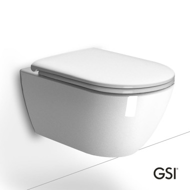 GSI Pura 8815 Swirl, Κρεμαστή Λεκάνη με Κάλυμμα Slim Soft Close (Αποσπώμενο), White, 50 cm, 881500C-300 