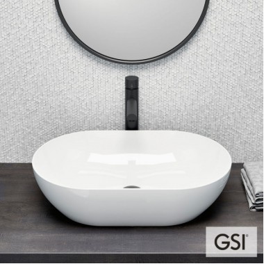 GSI PURA, ΠΟΡΣΕΛΑΝΑΤΟΣ ΕΠΙΤΡΑΠΕΖΙΟΣ ΝΙΠΤΗΡΑΣ, WHITE, 60x37 CM, 8834-300