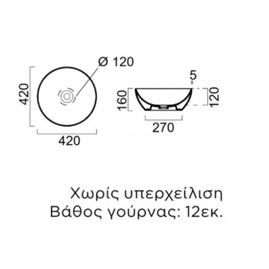 GSI PURA, ΕΠΙΤΡΑΠΕΖΙΟΣ ΠΟΡΣΕΛΑΝΙΝΟΣ ΝΙΠΤΗΡΑΣ, WHITE, 42 CM, 8851-300