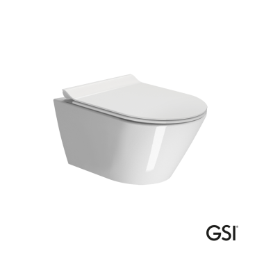 GSI KUBE-X SWIRL, ΚΡΕΜΑΣΤΗ ΠΟΡΣΕΛΑΝΙΝΗ ΛΕΚΑΝΗ, ΚΑΛΥΜΜΑ SUPER SLIM SOFT CLOSE, WHITE, 50 CM, 941600SC-300