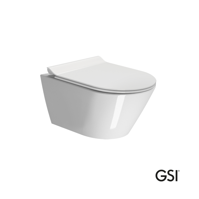 GSI KUBE-X SWIRL, ΚΡΕΜΑΣΤΗ ΠΟΡΣΕΛΑΝΙΝΗ ΛΕΚΑΝΗ, ΚΑΛΥΜΜΑ SUPER SLIM SOFT CLOSE, WHITE, 50 CM, 941600SC-300