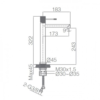 IMEX LINE ΨΗΛΗ ΜΠΑΤΑΡΙΑ ΝΙΠΤΗΡΑ ΜΠΑΝΙΟΥ, BLACK MATT, BDD038-3NG.