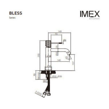 Imex Bless, Μπαταρία Νιπτήρος, Chrome, BDB063-1