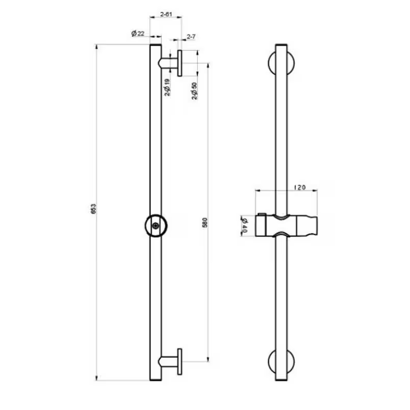 IMEX ADUR, ΣΤΑΘΕΡΗ ΒΕΡΓΑ ΣΤΗΡΙΞΗΣ, BLACK MAT, BDD001/NG