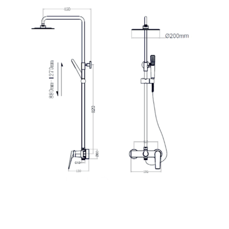 IMEX DELOS ΡΥΘΜΙΖΟΜΕΝΗ ΣΤΗΛΗ ΝΤΟΥΣ 88-124CM CHROME 