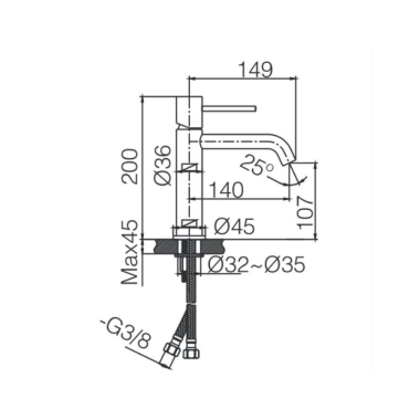 IMEX MONZA ΜΠΑΤΑΡΙΑ ΝΙΠΤΗΡΑ ΜΠΑΝΙΟΥ BLACK MATT, BDM039-1NG