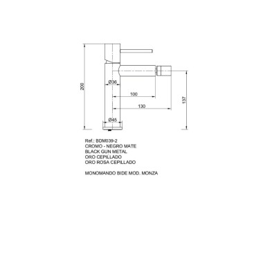 Imex Monza, Μπαταρία Μπιντέ, Black Matt, BDM039-2NG