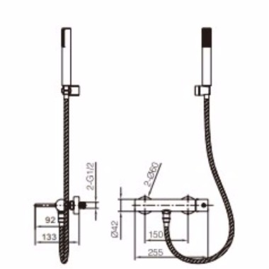 Imex Monza Θερμοστατική Μπαταρία Λουτρού, Black Matt, BTM039-4NG