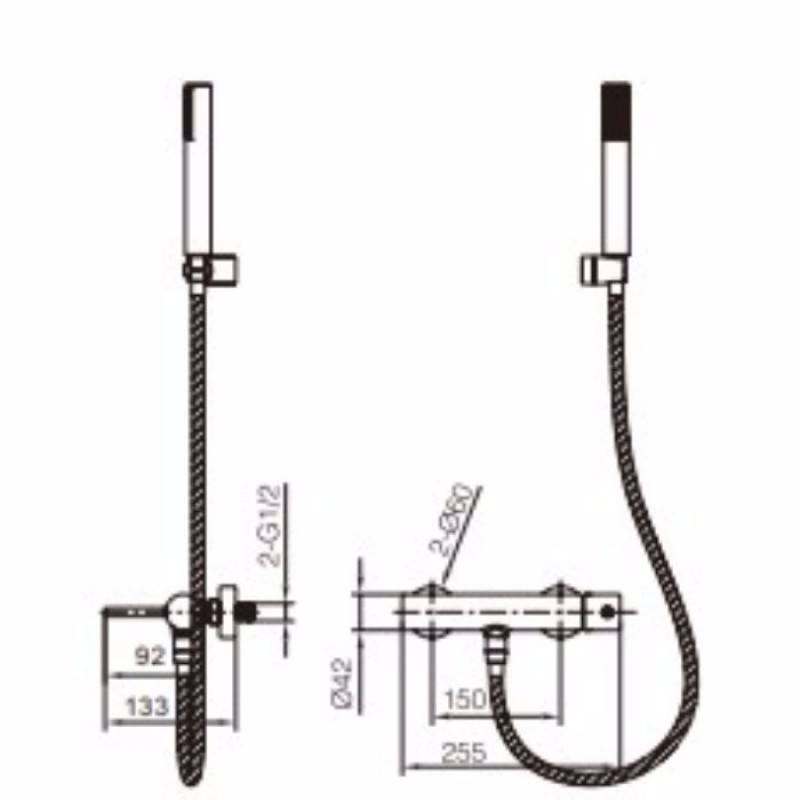 Imex Monza Θερμοστατική Μπαταρία Λουτρού, Black Matt, BTM039-4NG