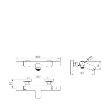 Imex Monza Θερμοστατική Μπαταρία Λουτρού, Nickel Matt, BTM039-4NQ