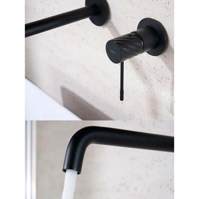 Imex Bless, Mπαταρία Νιπτήρος Εντοιχισμού, Black Matt, GLB063/NG