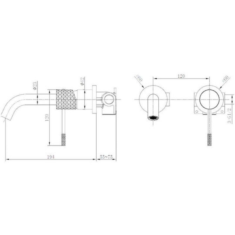 Imex Genova, Mπαταρία Νιπτήρος Εντοιχισμού, Βlack Gun Metal, GLG053/NQ