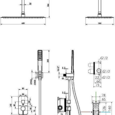 Imex Arezzo, Σετ Εντοιχισμού με Βραχίονα Οροφής, Nickel Mat, GPA068/NQ