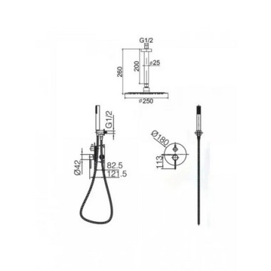 Imex Tivoli, Σετ Εντοιχισμού με Βραχίονα Οροφής, Black Matt, GPT039/NG