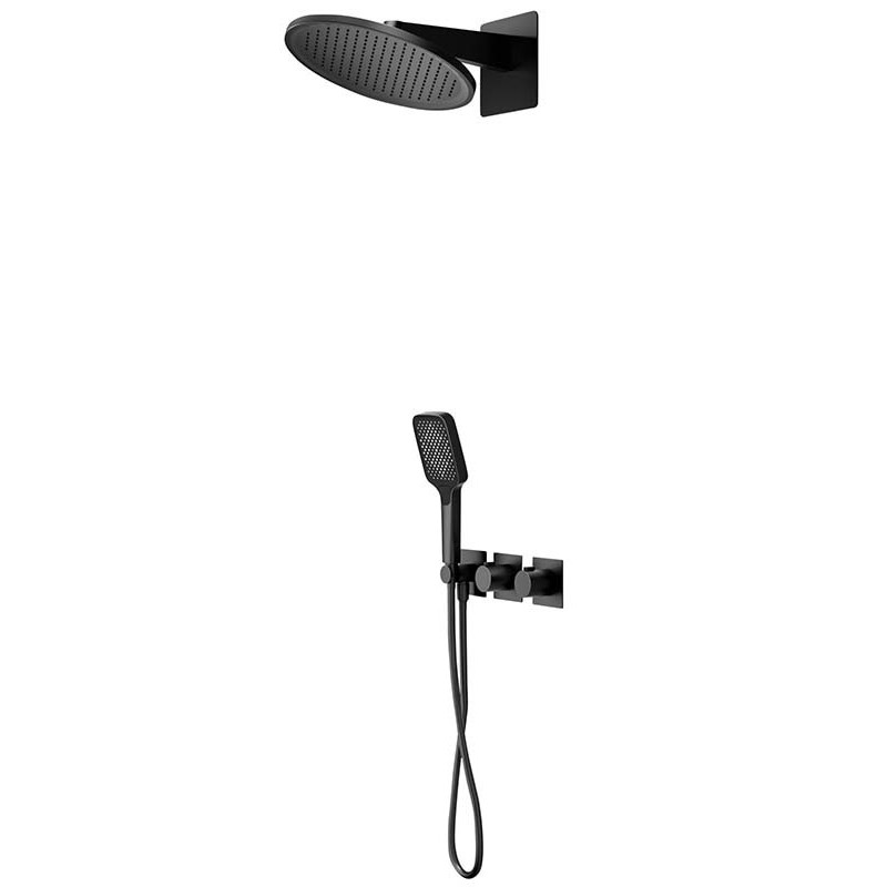 Imex Inari, Θερμοστατικό Σετ Εντοιχισμού Λουτρού, Black Matt, GTI067/NG