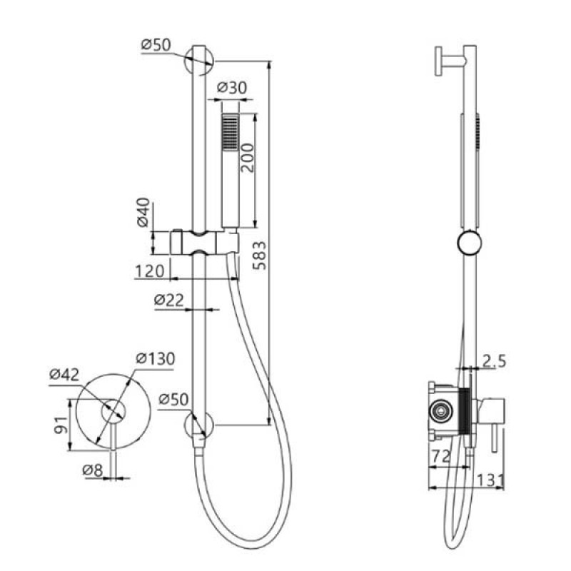 Imex Monza Μπαταρία Εντοιχισμού Λουτρού 1 Εξόδoυ με Βραχίονα Οροφής, Gold Matt, SMM039/OC