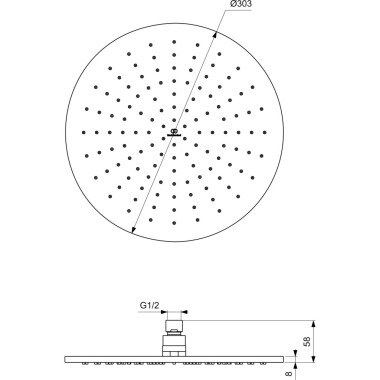  Ideal Standard, Irain, Στρογγυλή Κεφαλή Ντους, Φ30 cm, Βlack, A5803XG