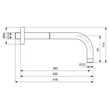 Ideal Standard, Βραχίονας Τοίχου Ντους, 40 cm, Silk Βlack Matt, B9445XG