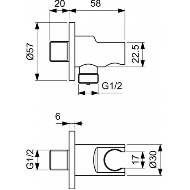 Ideal Standard, Στρογγυλή Παροχή με Στήριγμα Τηλεφώνου, Black, BC807XG