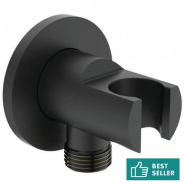 Ideal Standard, Στρογγυλή Παροχή με Στήριγμα Τηλεφώνου, Black, BC807XG