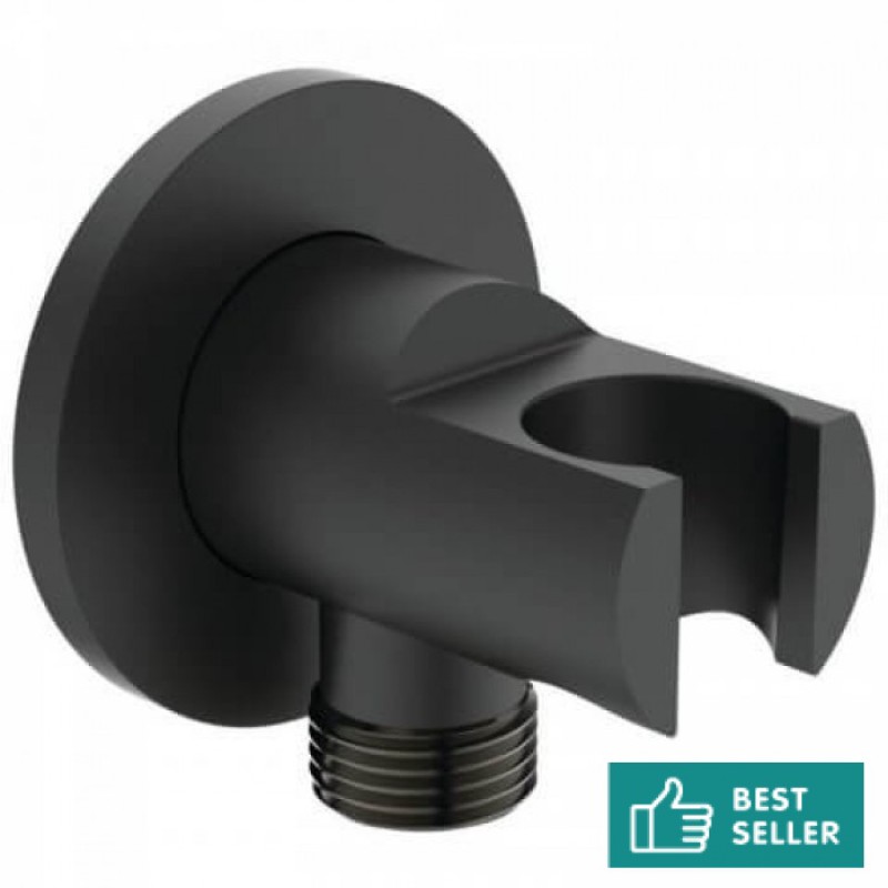 Ideal Standard, Στρογγυλή Παροχή με Στήριγμα Τηλεφώνου, Black, BC807XG