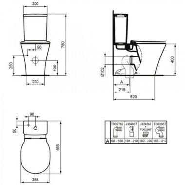 Ideal Standard Connect Air, Επιδαπέδια Λεκάνη Rimless + Κάλυμμα Soft Close, 45x90x45 cm, White, E014201