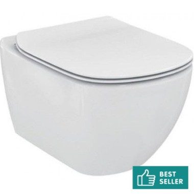 Ideal Standard Tessi II, Επίτοιχη Κρεμαστή Λεκάνη + Κάλυμμα Soft Close, White Matt, Τ007901