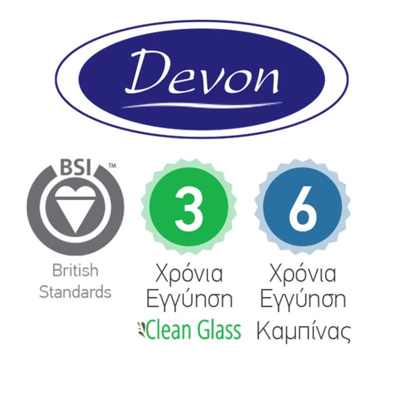 Καμπίνα Σταθερό Κρύσταλλο Devon Iwis Walk-in 6mm Κρύσταλλο Chrome  Ύψος : 185 εκ