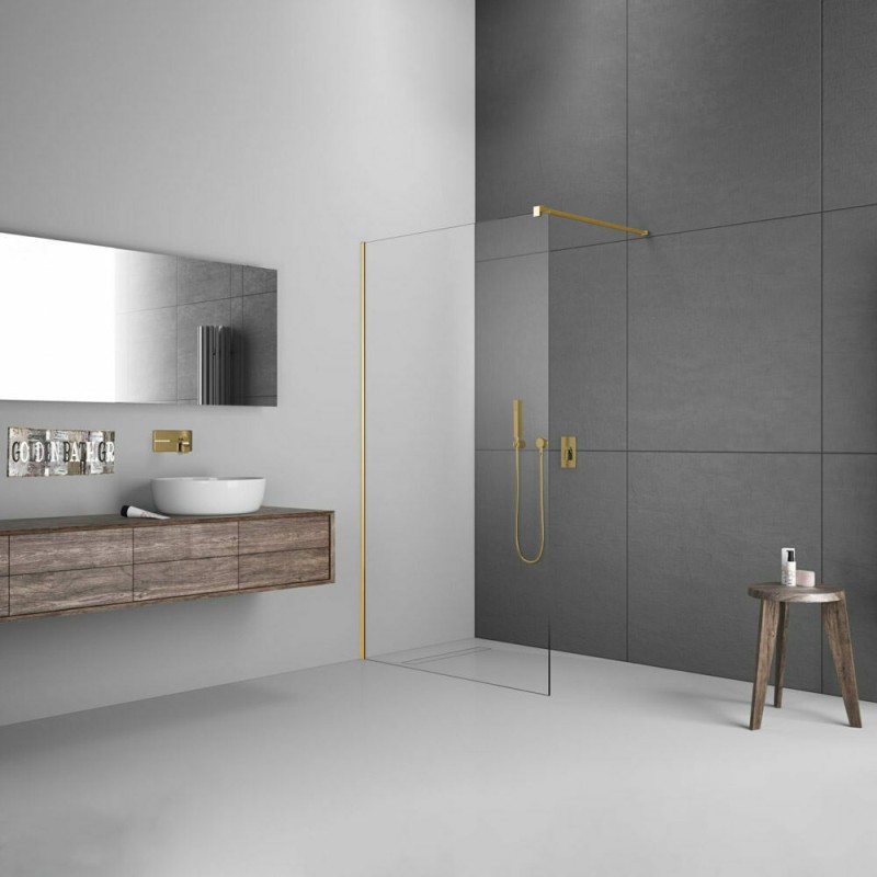 Καμπίνα Σταθερό Κρύσταλλο Devon Iwis Walk-in 8mm Κρύσταλλο Gold Brushed PVD